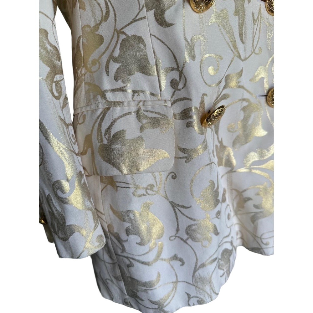 Escada Womens Cream Gold Brocade Blazer Double Breasted Size 40 (oversized) - Picture 6 of 8